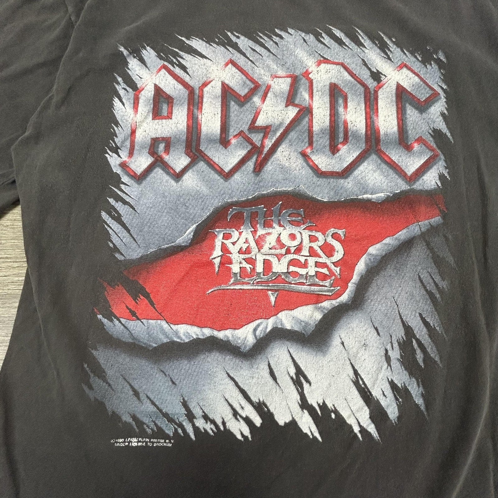 Vintage AC/DC The Razors Edge Shirt Mens Fits Small (L) Black Brockum 1990 USA