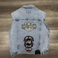 Vintage Harley-Davidson Vest Mens Medium Blue Denim Biker Patches Sturgis Y2K