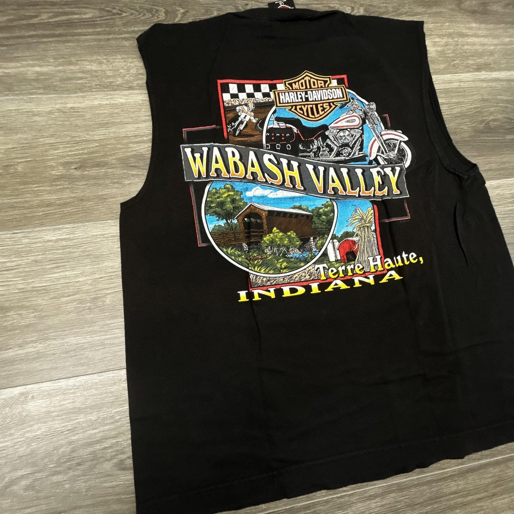 Vintage Harley Davidson Sleeveless Shirt Mens Large Black Eagle Made in USA 90s