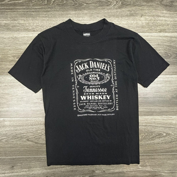Vintage 80s Jack Daniel's Whiskey Shirt Mens Medium Black Single Stitch USA
