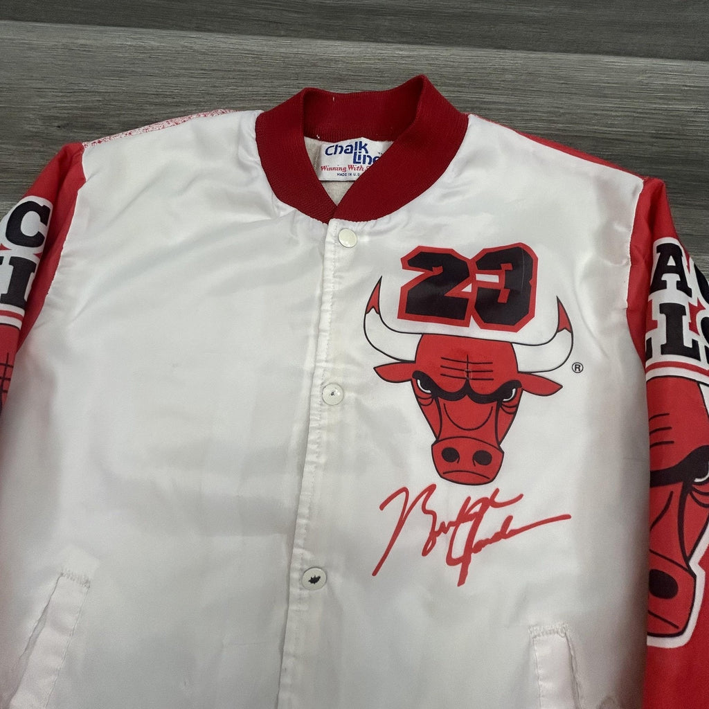 Vintage Chicago Bulls Jacket Mens Medium Michael Jordan Chalk Line AOP 90s USA
