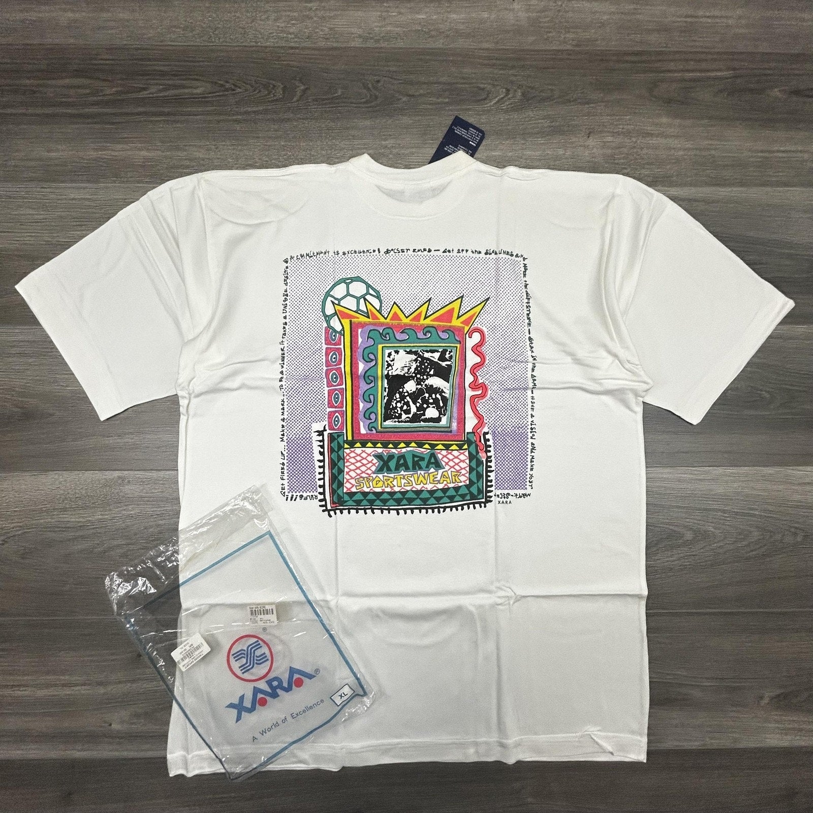 Vintage World Cup Shirt Mens XL White Xara Soccer Trash Talk Deadstock 90s USA