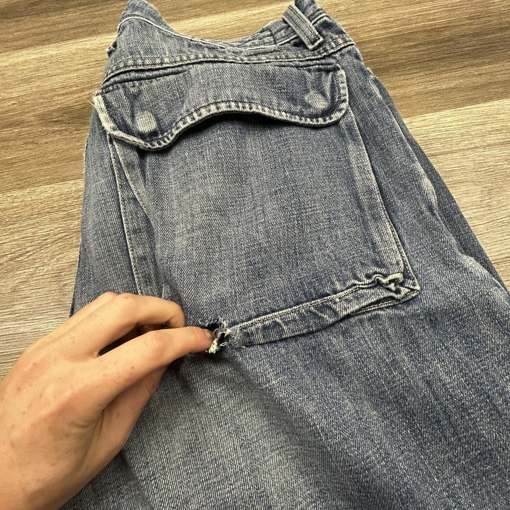 Vintage Guess Cargo Jeans Mens 32x32 Blue Wide Leg Carpenter Baggy Denim Y2K