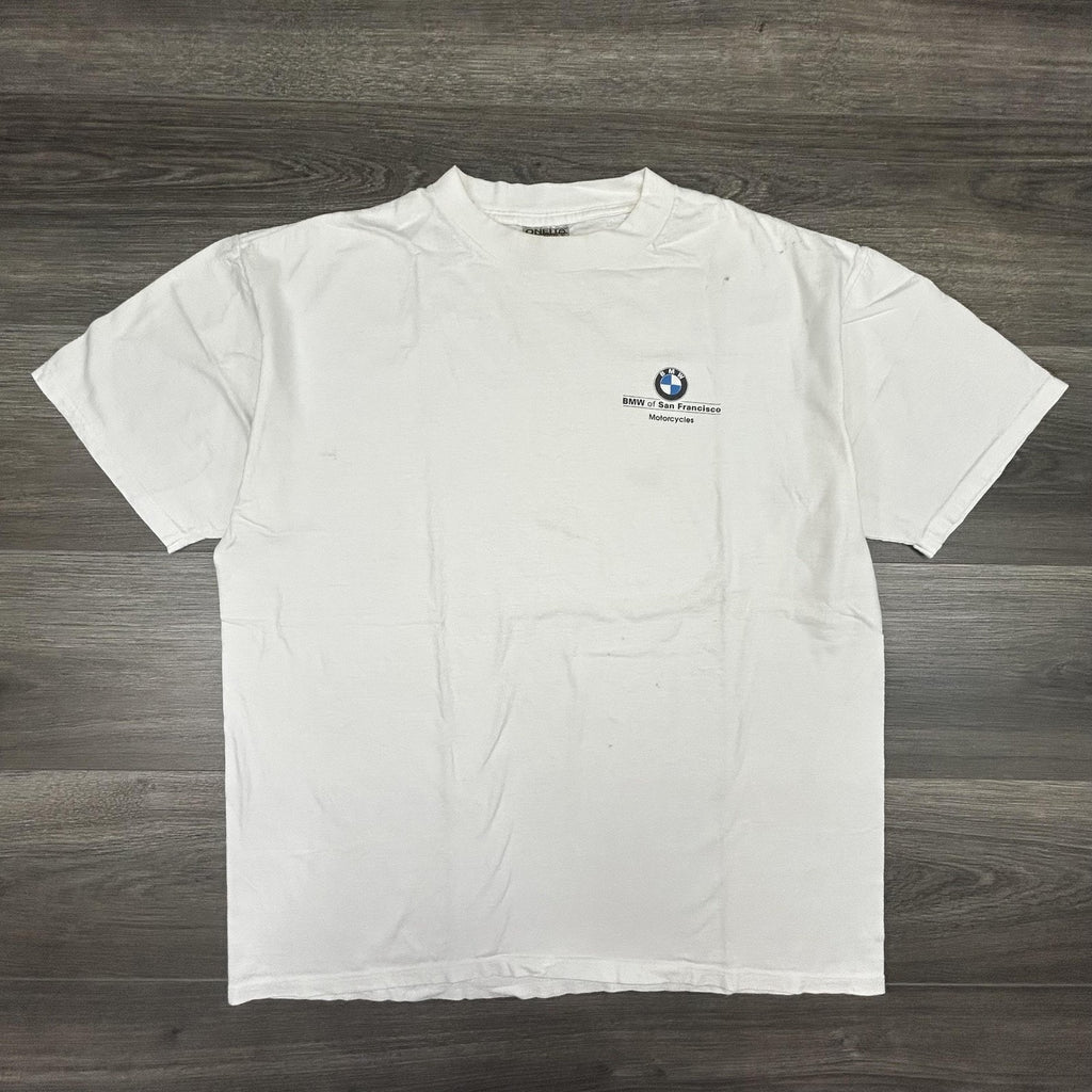 Vintage BMW Motorcycles Shirt Mens XL White San Francisco Dealer Racing 90s