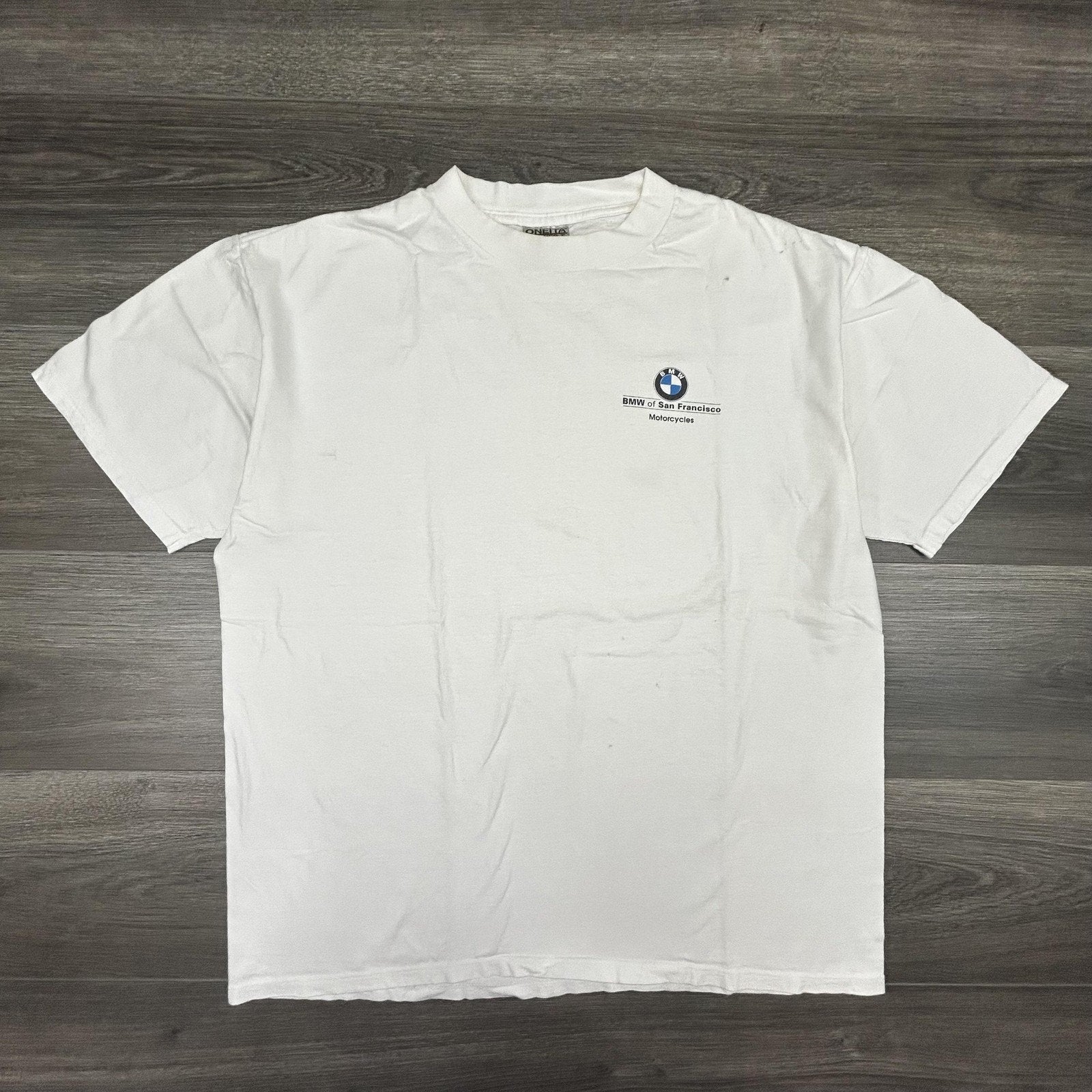 Vintage BMW Motorcycles Shirt Mens XL White San Francisco Dealer Racing 90s