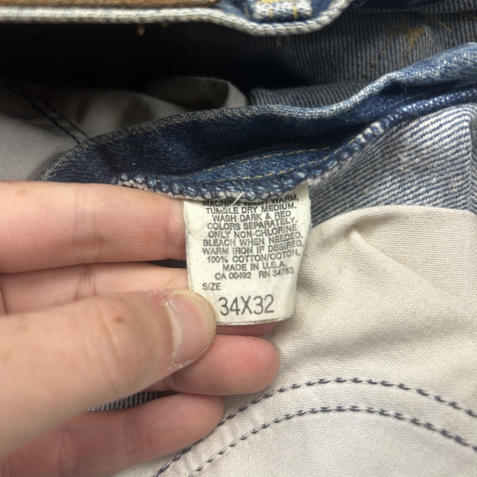 Vintage 80s Lee Riders Jeans Mens 32x31 Blue Straight Leg Denim Union Made USA