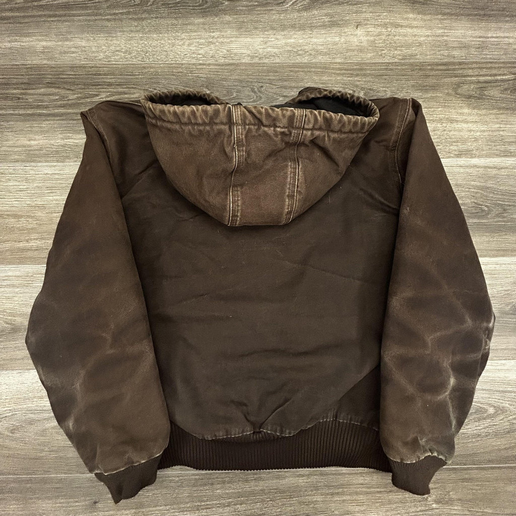 Vintage Carhartt Jacket Mens Large Brown Hooded Canvas Bomber Quilted J130 DKB