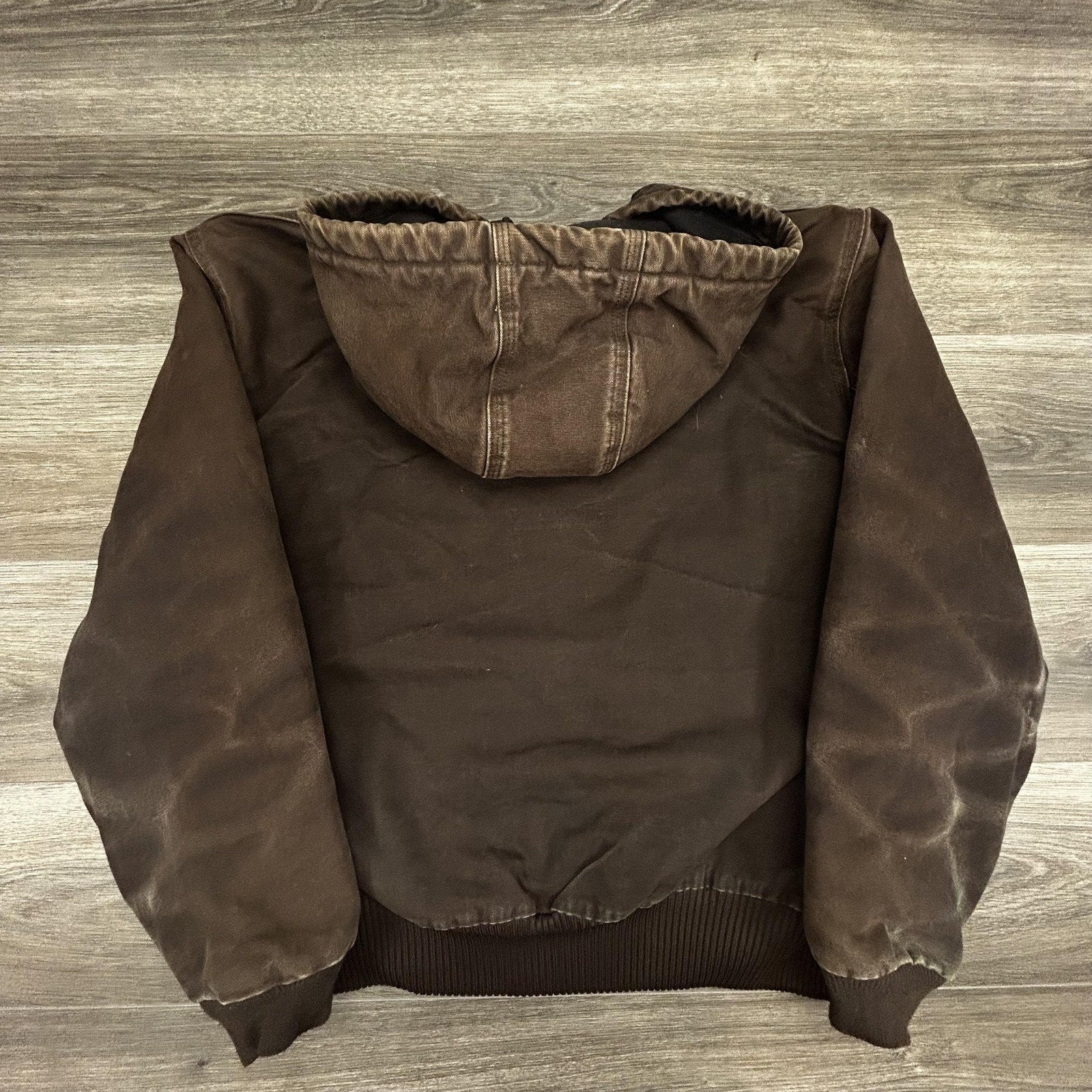 Vintage Carhartt Jacket Mens Large Brown Hooded Canvas Bomber Quilted J130 DKB