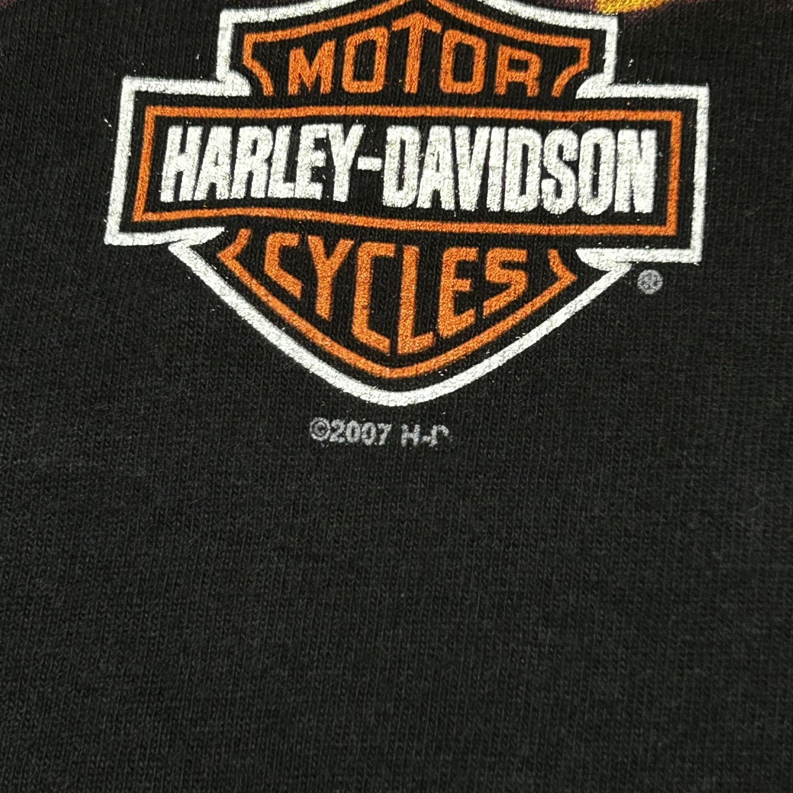 Vintage Harley Davidson Shirt Mens Large Black Long Sleeve Hit Eagle Flames USA
