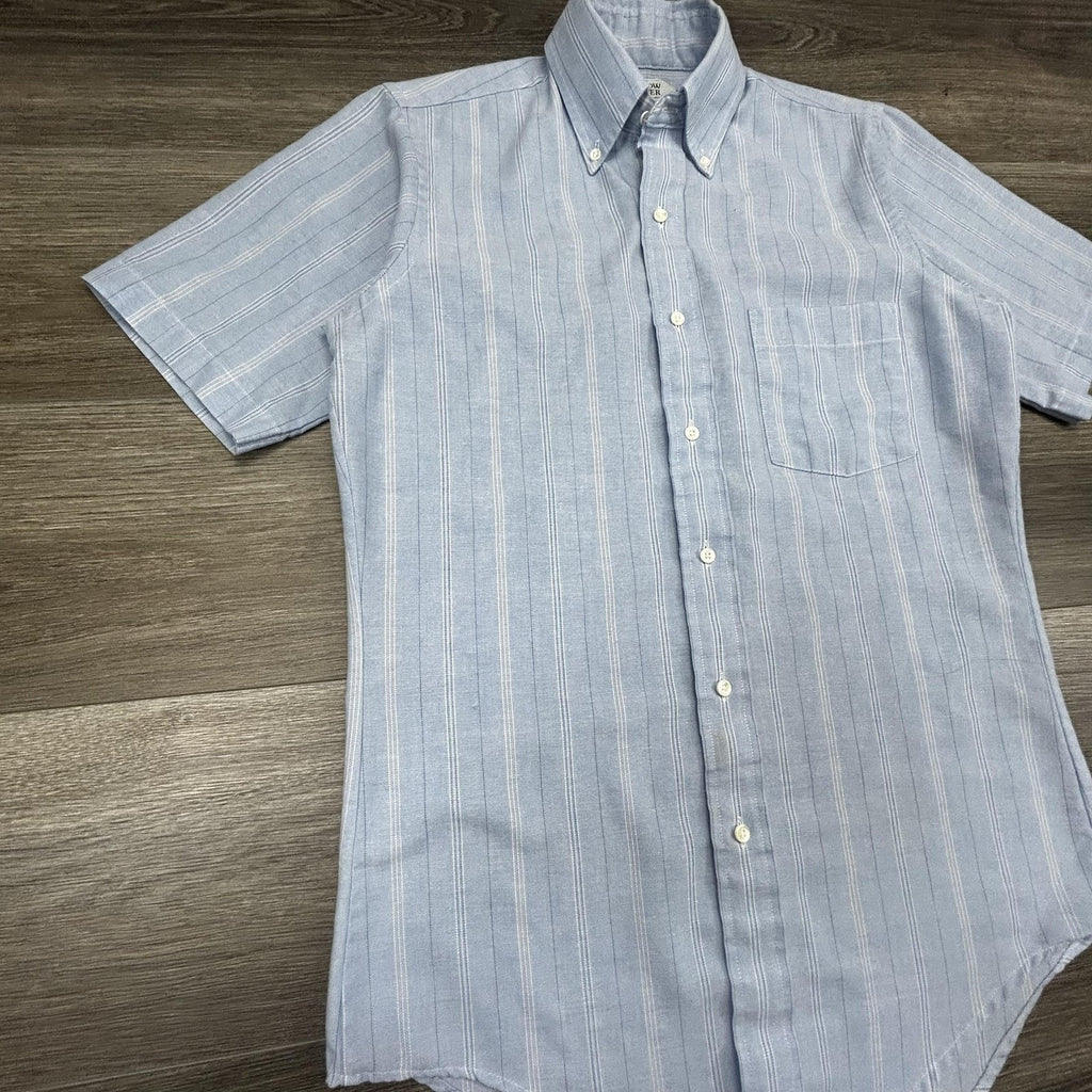 Vintage Arrow Dover Shirt Mens Small Blue Striped Button Down Short Sleeve USA