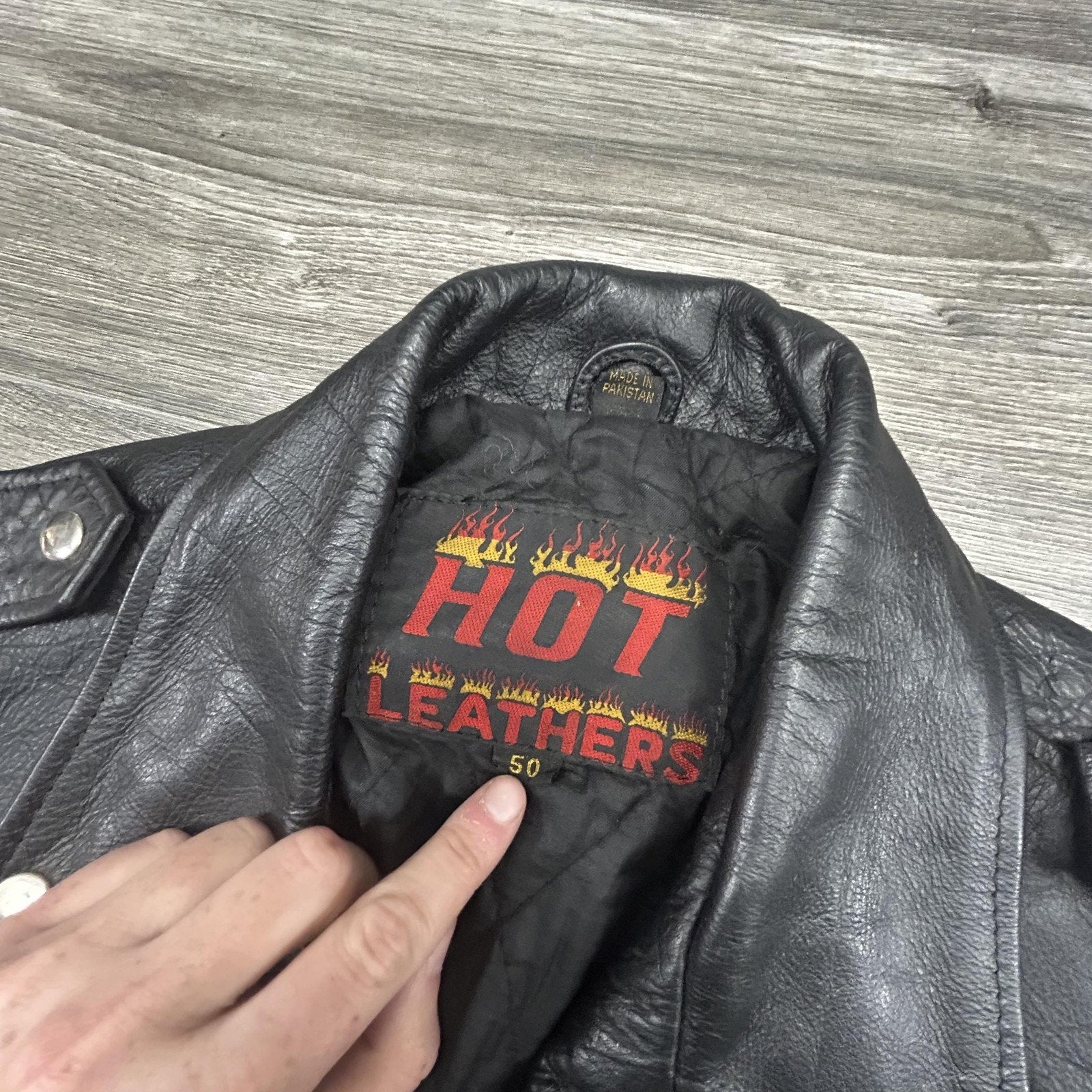 Vintage Hot Leathers Jacket Mens 50 Black Motorcycle Biker Belted Side Lace Zip 90s