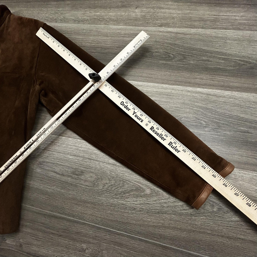 Vintage Polo Ralph Lauren Suede Leather Jacket Mens Large Brown Moto Wool Lined