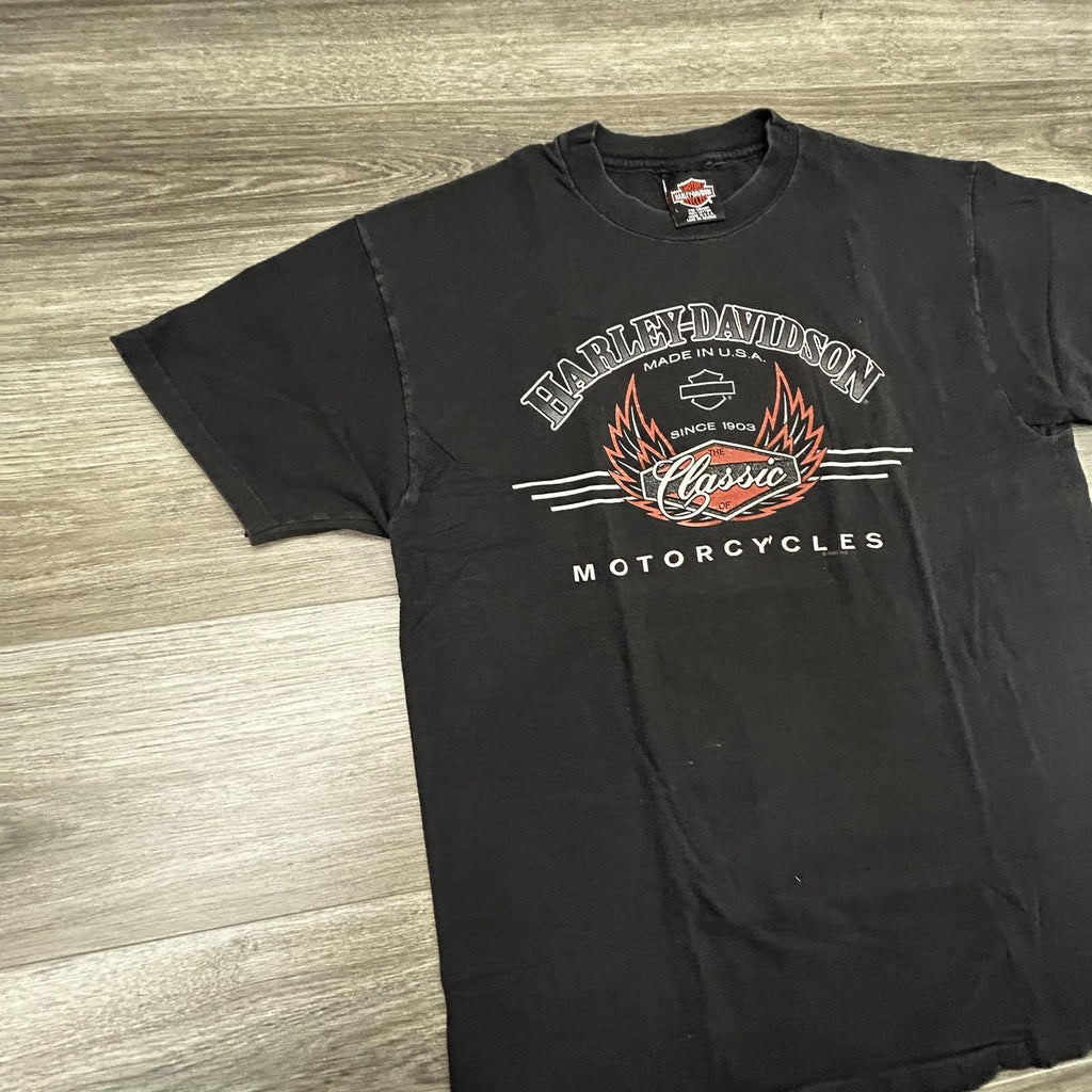 Vintage Harley Davidson Shirt Mens Large Black Midway Eagle Biker 1995 USA 90s