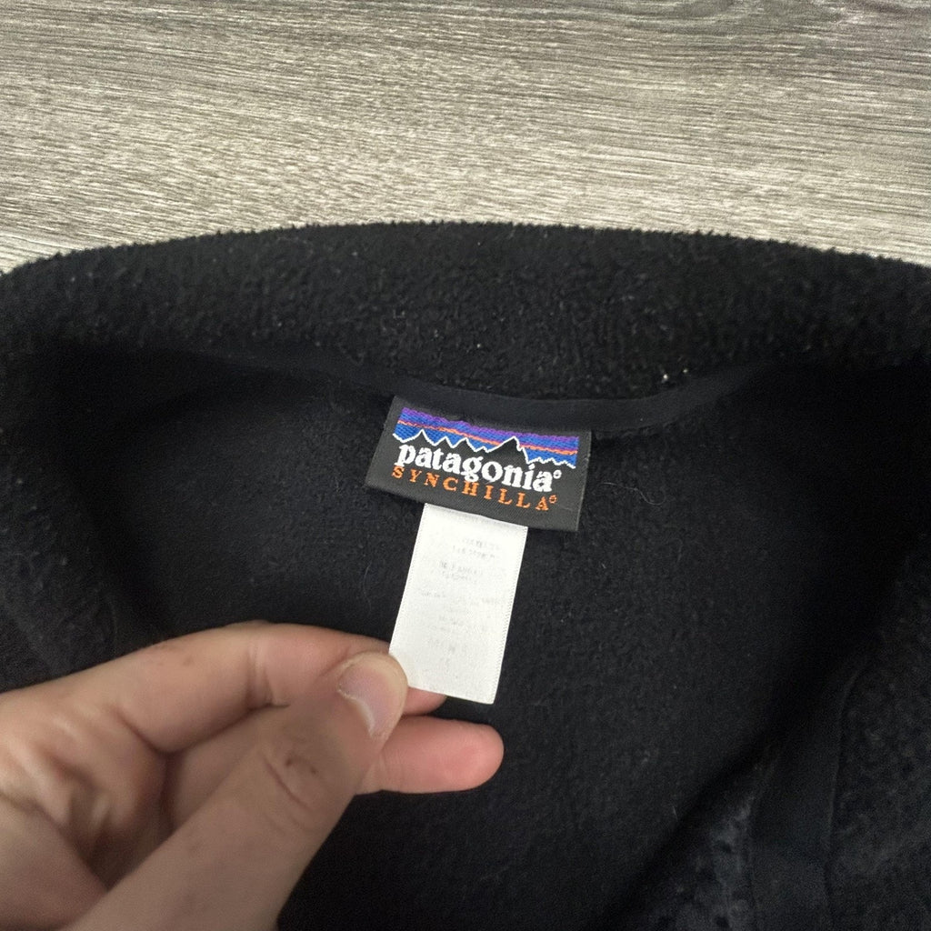 Vintage Patagonia Synchilla Fleece Vest Mens Medium Black Full Zip Gorp 90s USA