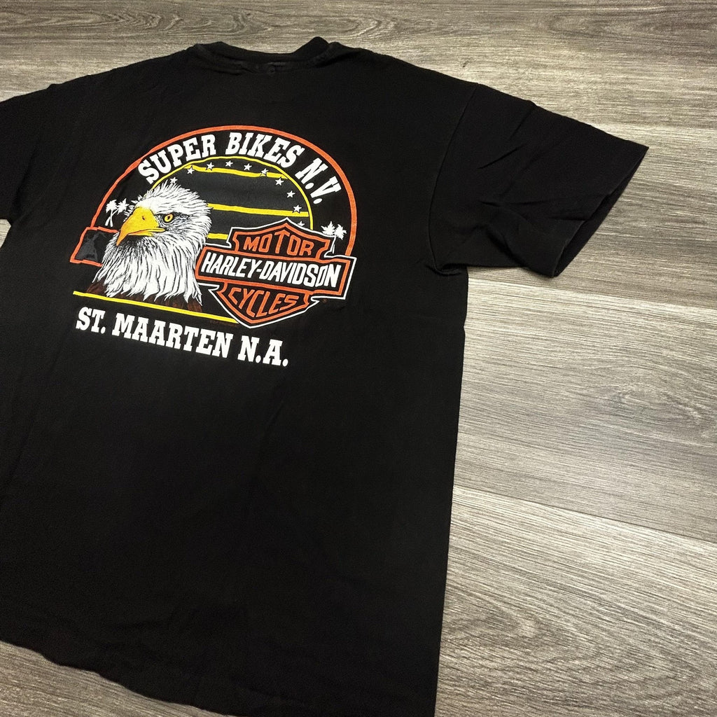 Vintage Harley Davidson Shirt Mens Large Black Eagle Single Stitch 1993 90s USA