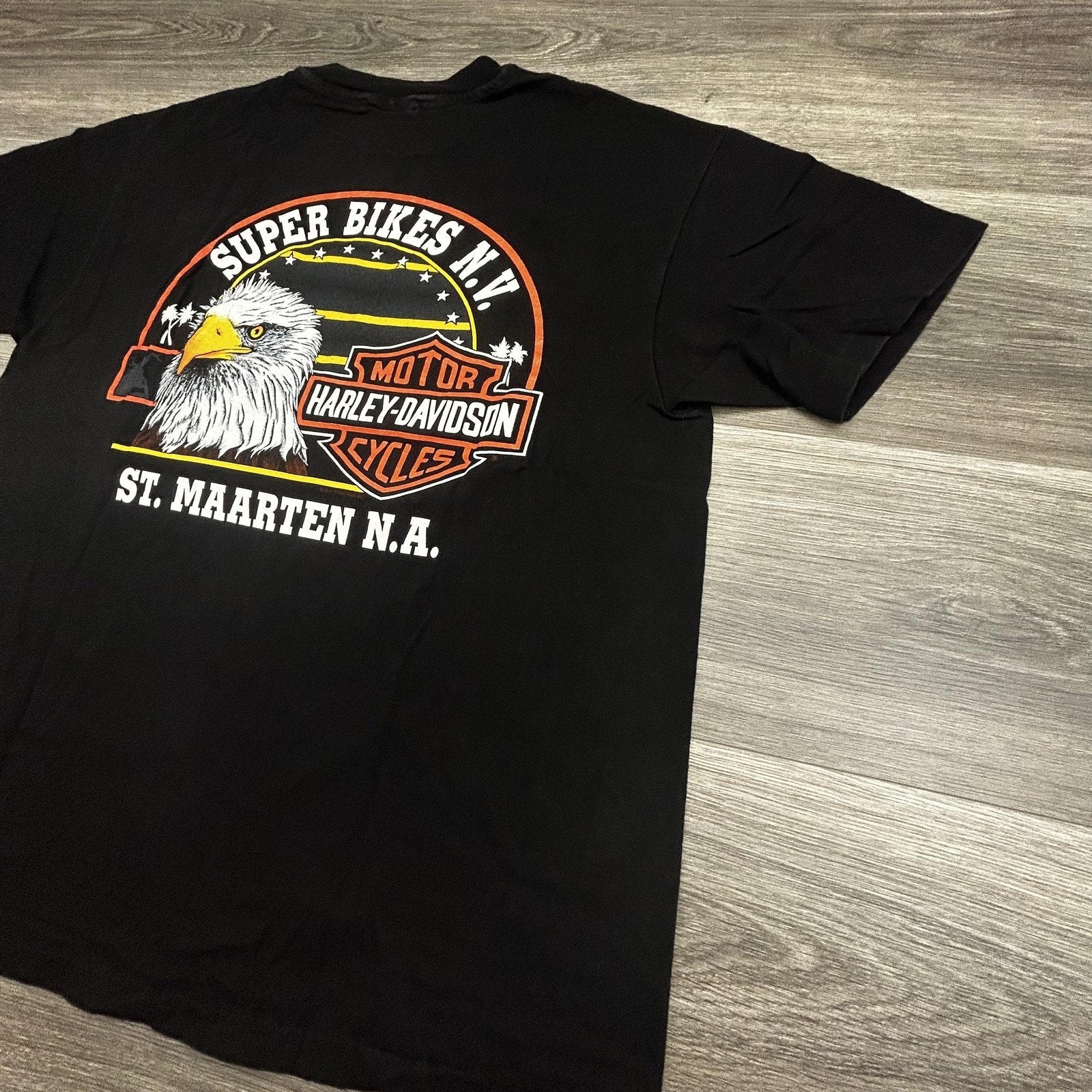 Vintage Harley Davidson Shirt Mens Large Black Eagle Single Stitch 1993 90s USA