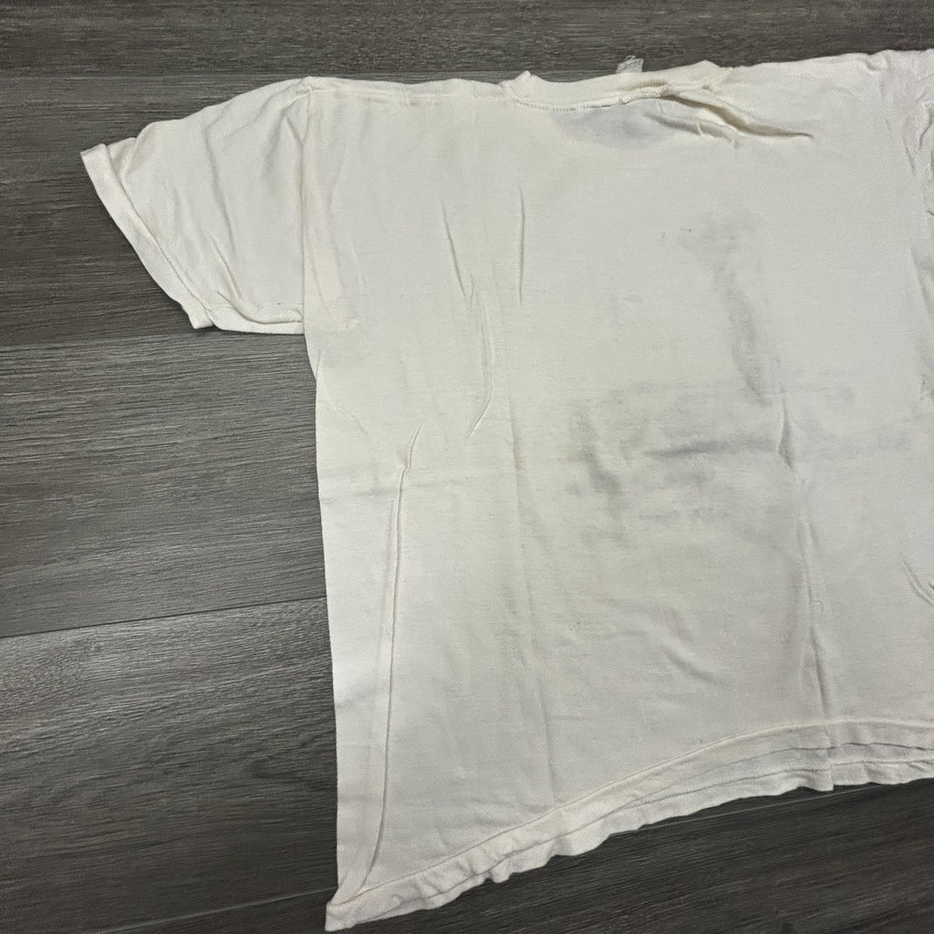 True Vintage 70s Cody Wyoming Shirt Mens Medium White Buffalo Geyser Faded USA