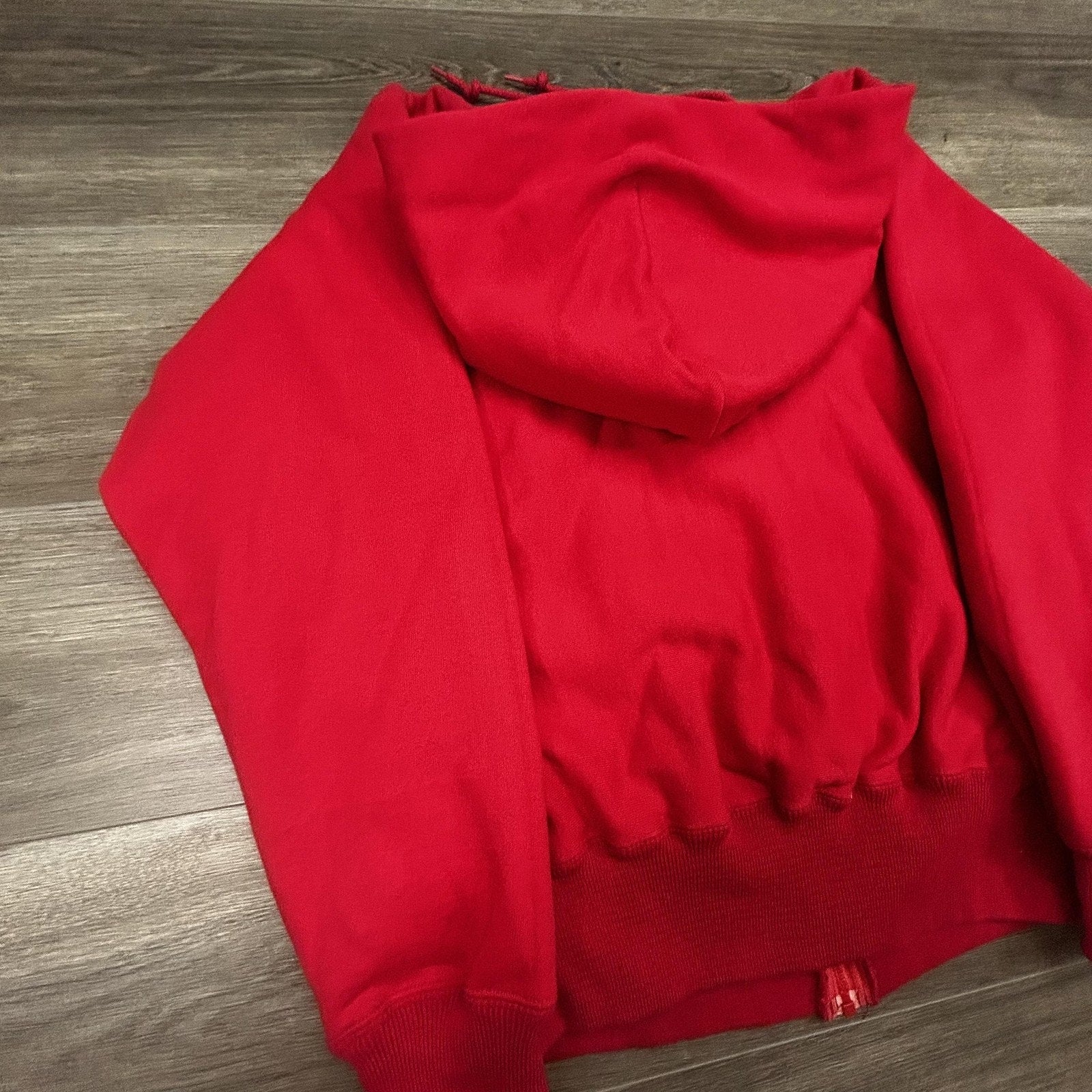 Vintage Kellsport Full Zip Hoodie Mens Small Red Knit Thermal Lined Waffle USA