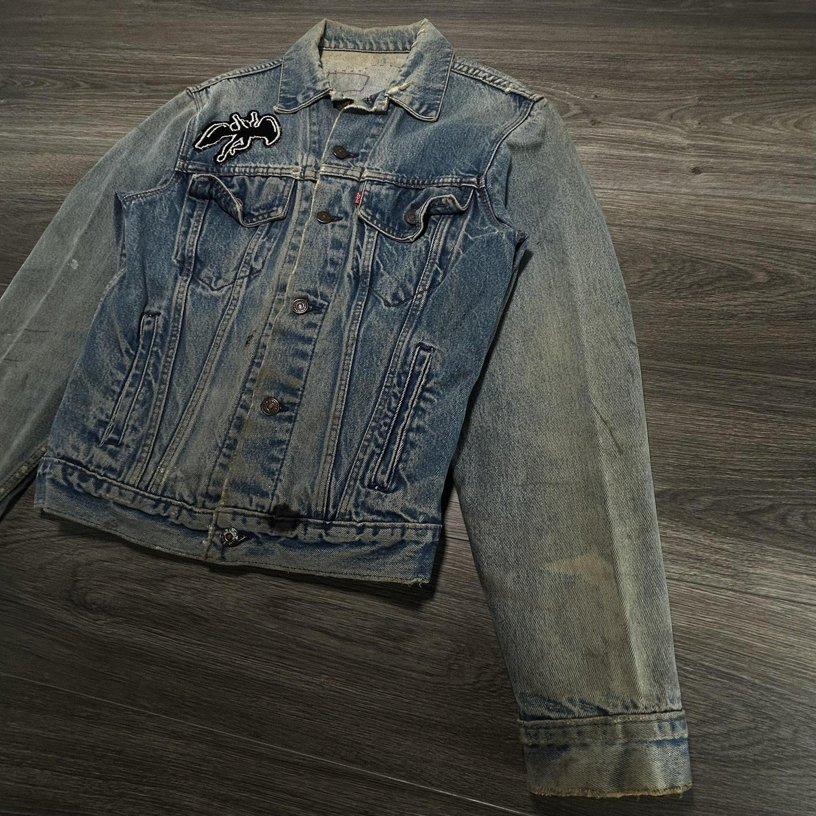 Vintage 80s Led Zeppelin Levis Denim Jacket Mens 38L Custom Patch Type III USA
