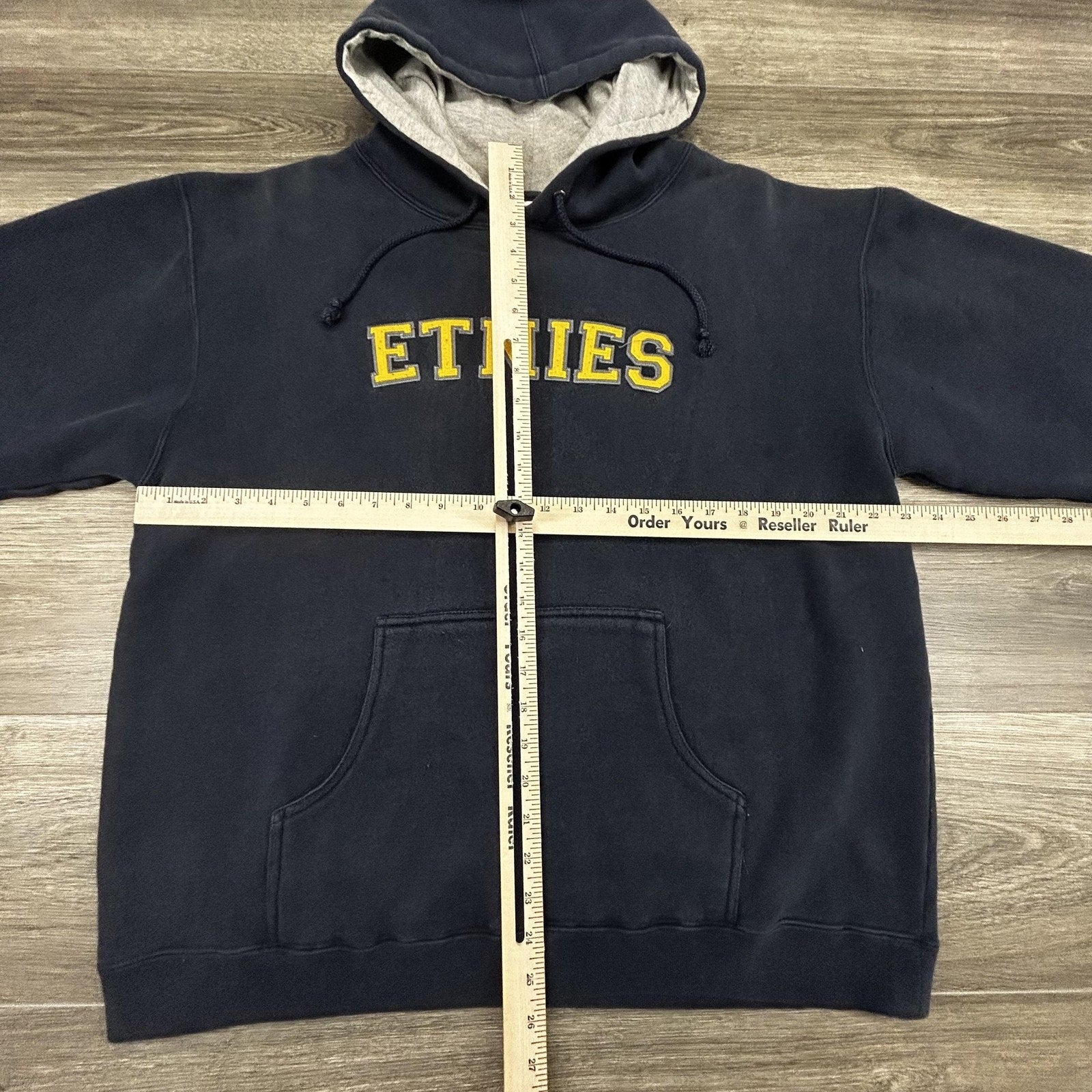 Vintage Etnies Hoodie Mens Large Navy Blue Pullover Skateboard Logo Grunge Y2K