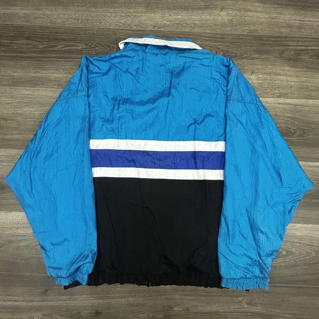 Vintage Christian Dior Windbreaker Jacket Mens Large Blue Navy Striped Nylon 80s