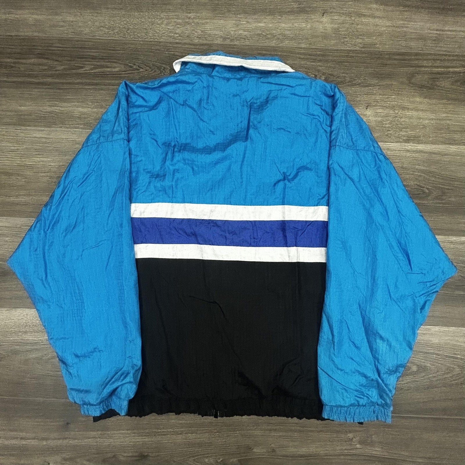 Vintage Christian Dior Windbreaker Jacket Mens Large Blue Navy Striped Nylon 80s