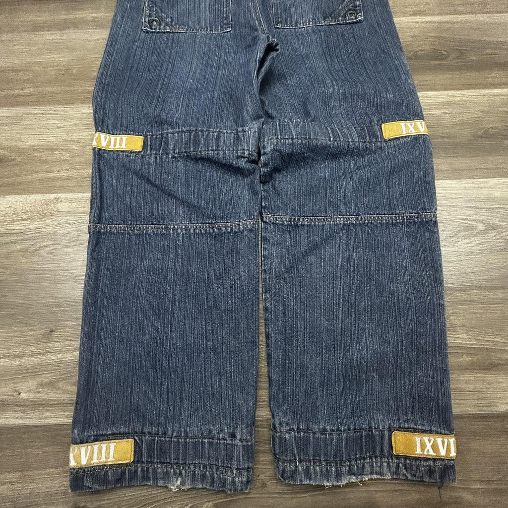 Vintage DTEK Girbaud Jeans Mens 36x32 Blue Baggy Flight Strap Denim Skater Y2K