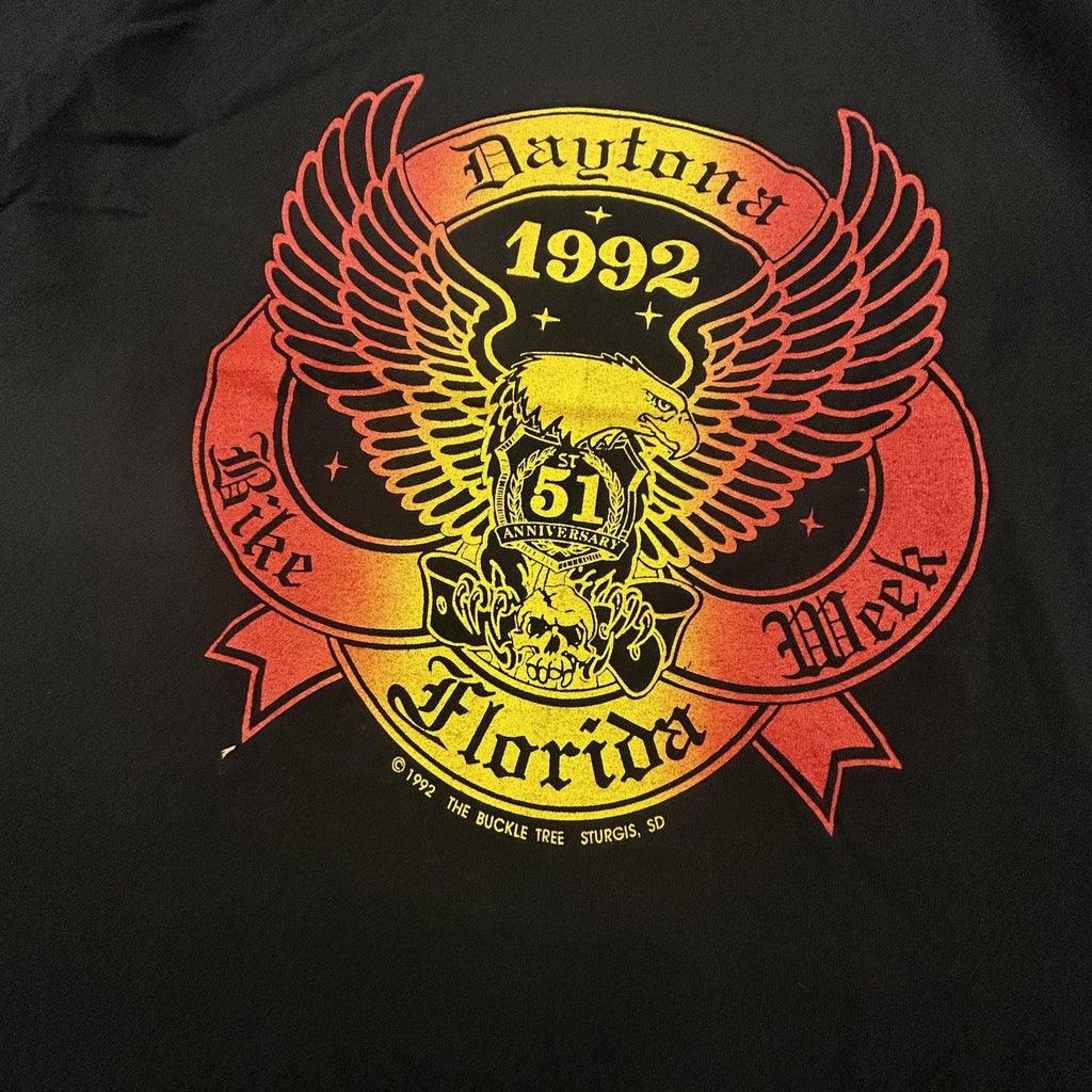 Vintage Daytona Bike Week Shirt Mens Large Black Eagle Single Stitch 90s USA