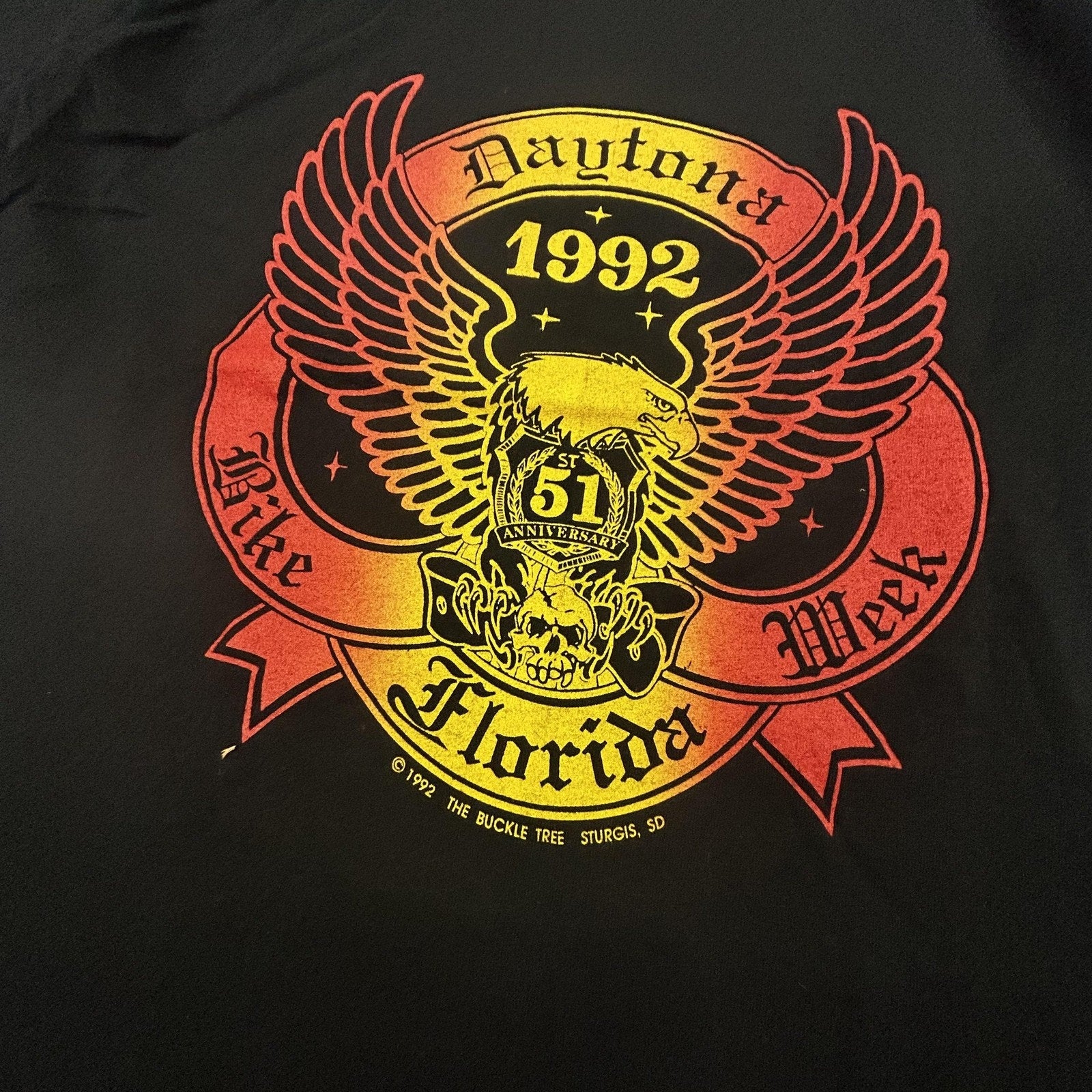 Vintage Daytona Bike Week Shirt Mens Large Black Eagle Single Stitch 90s USA