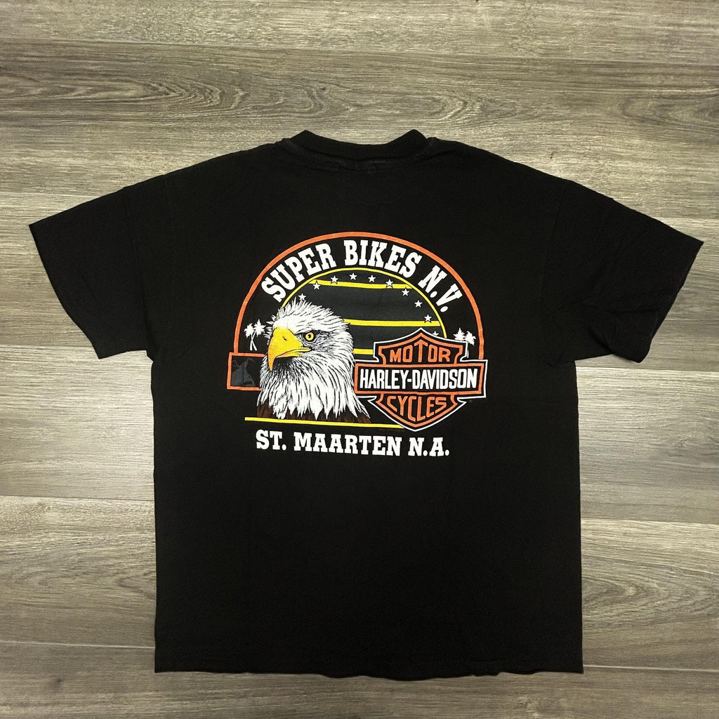 Vintage Harley Davidson Shirt Mens Large Black Eagle Single Stitch 1993 90s USA