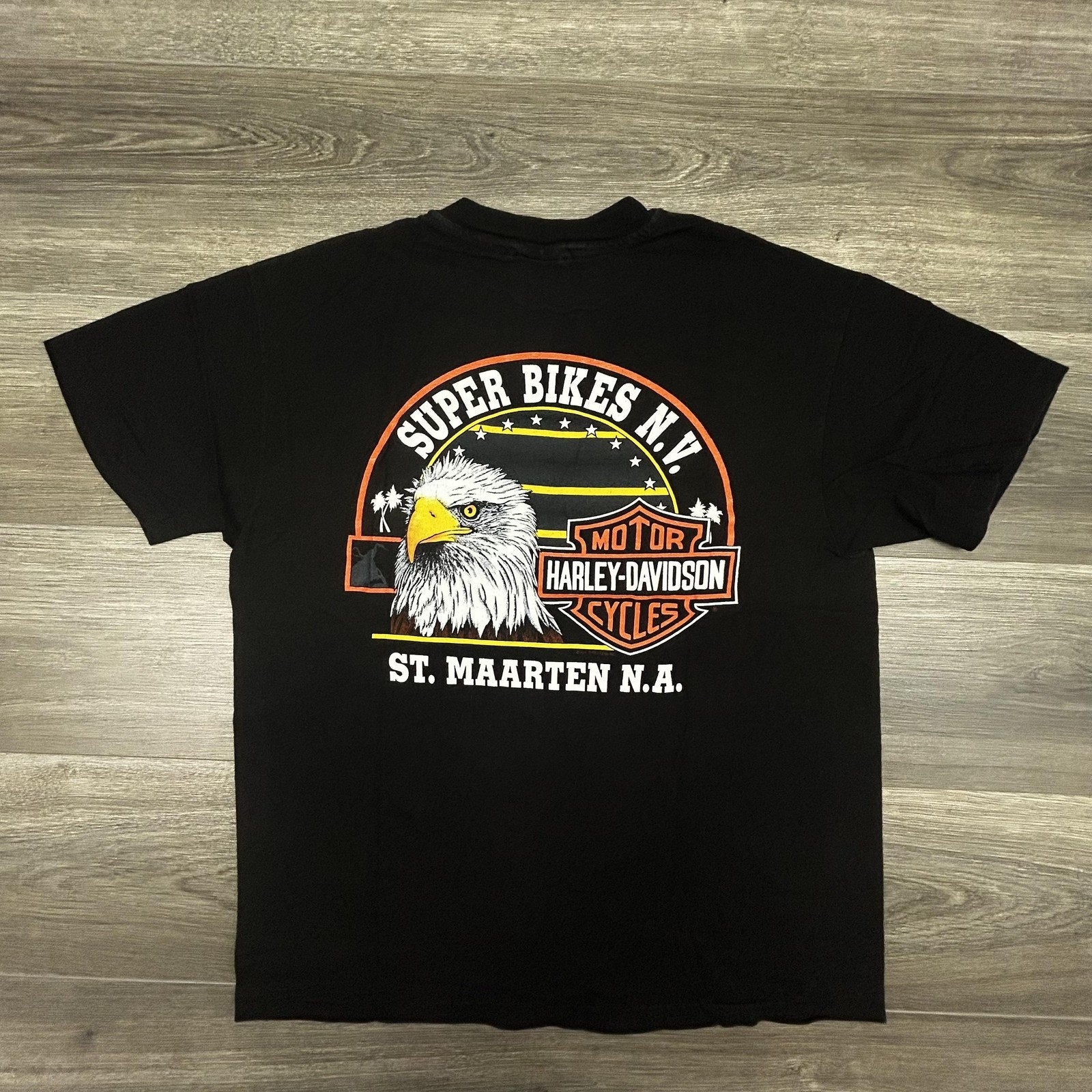 Vintage Harley Davidson Shirt Mens Large Black Eagle Single Stitch 1993 90s USA