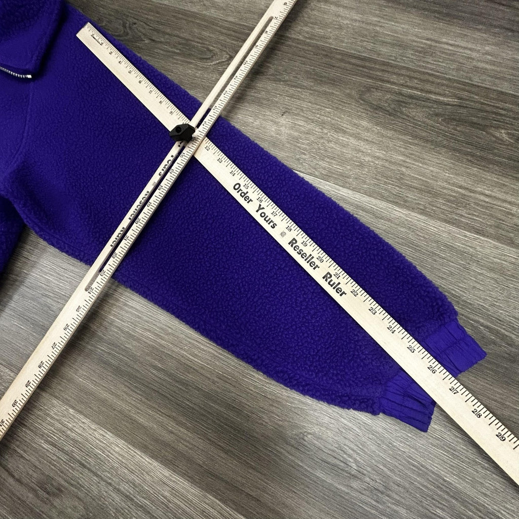 Vintage 90s Ski Bomber Jacket Mens Large Purple Fleece Full Zip Deep Pile Sherpa