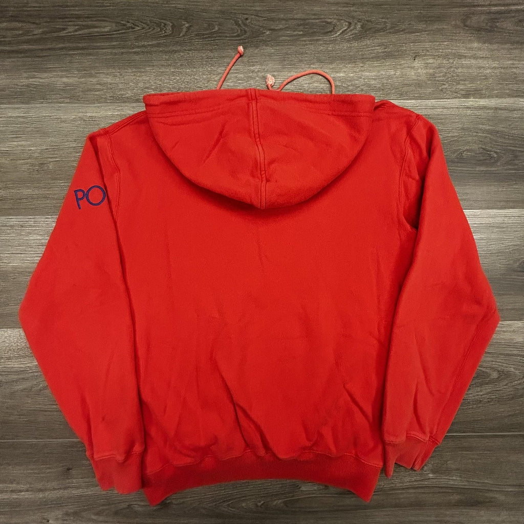 Vintage Polo Ralph Lauren Hoodie Mens M (Yth XL) Orange Henley Logo RARE 80s 90s
