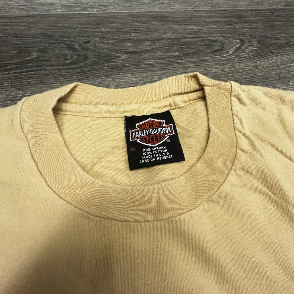 Vintage Harley Davidson Shirt Mens Medium Tan Eagle Single Stitch 1997 90s USA