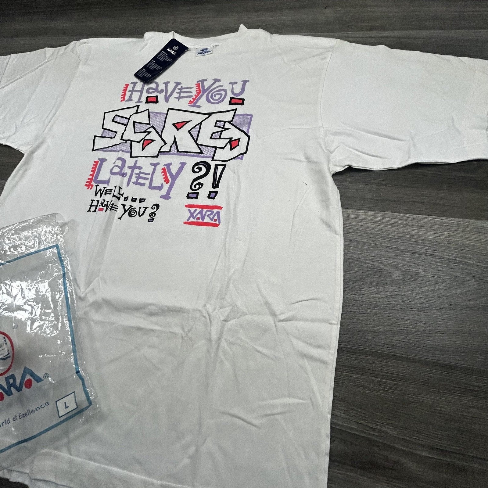 Vintage World Cup Shirt Mens Large White Trash Talk Los Angeles Xara Soccer 90s