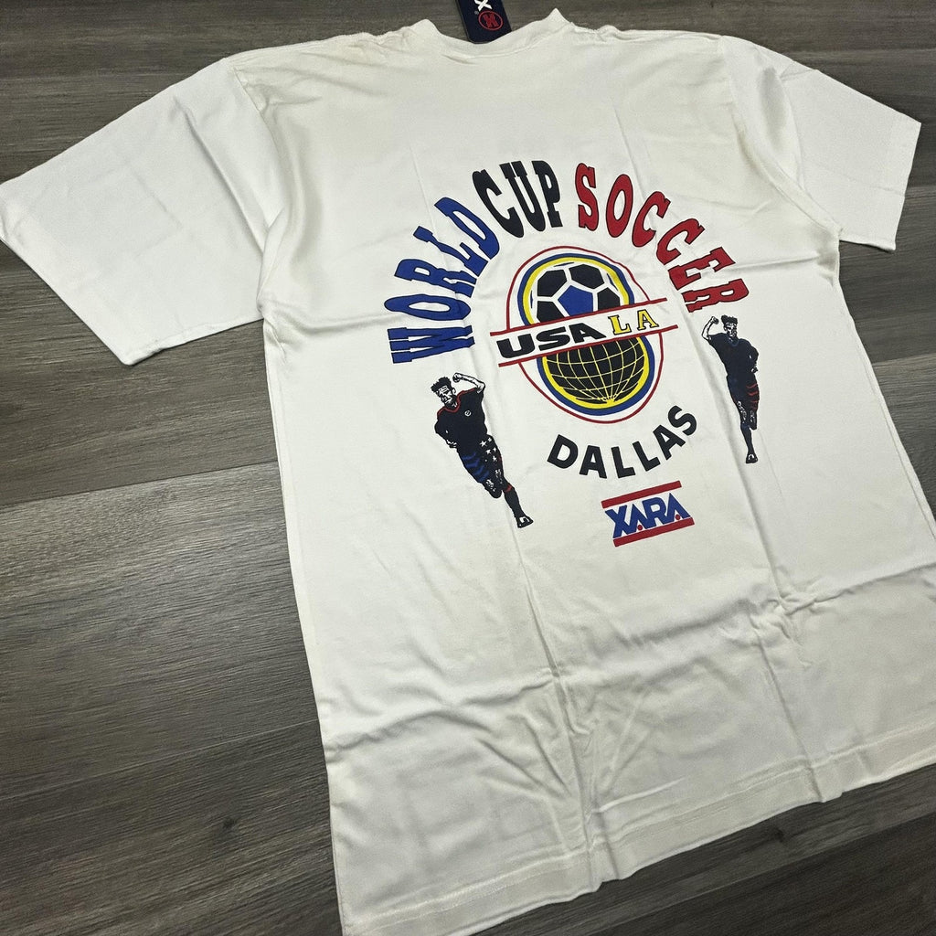 Vintage World Cup Shirt Mens Medium White Dallas XARA Soccer Deadstock USA 90s