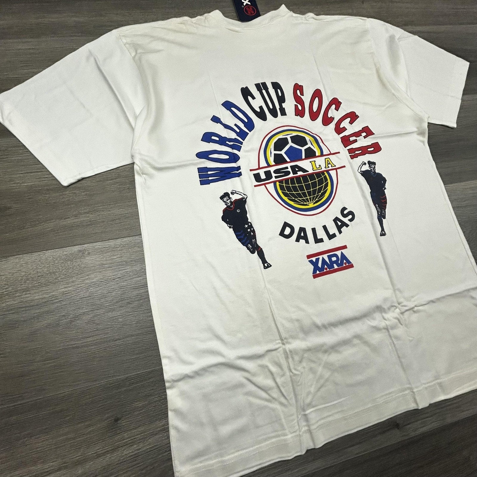 Vintage World Cup Shirt Mens Medium White Dallas XARA Soccer Deadstock USA 90s
