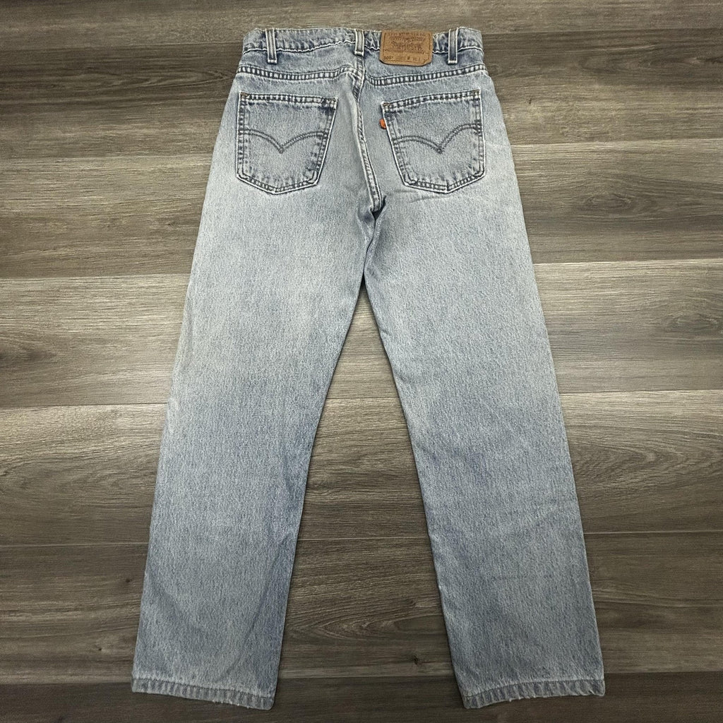 Vintage Levi's 505 Jeans Mens 30x28 Light Wash Straight Leg Orange Tab USA 90s
