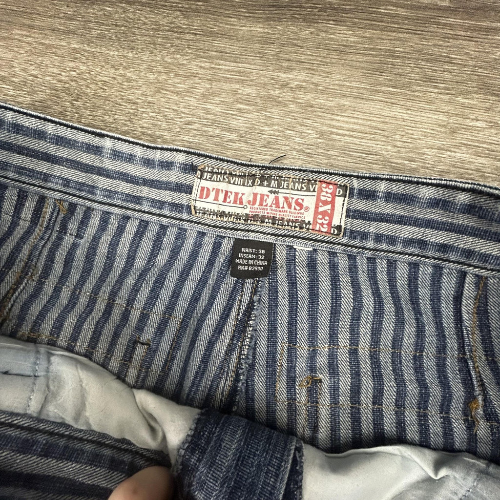 Vintage DTEK Girbaud Jeans Mens 36x32 Blue Baggy Flight Strap Denim Skater Y2K