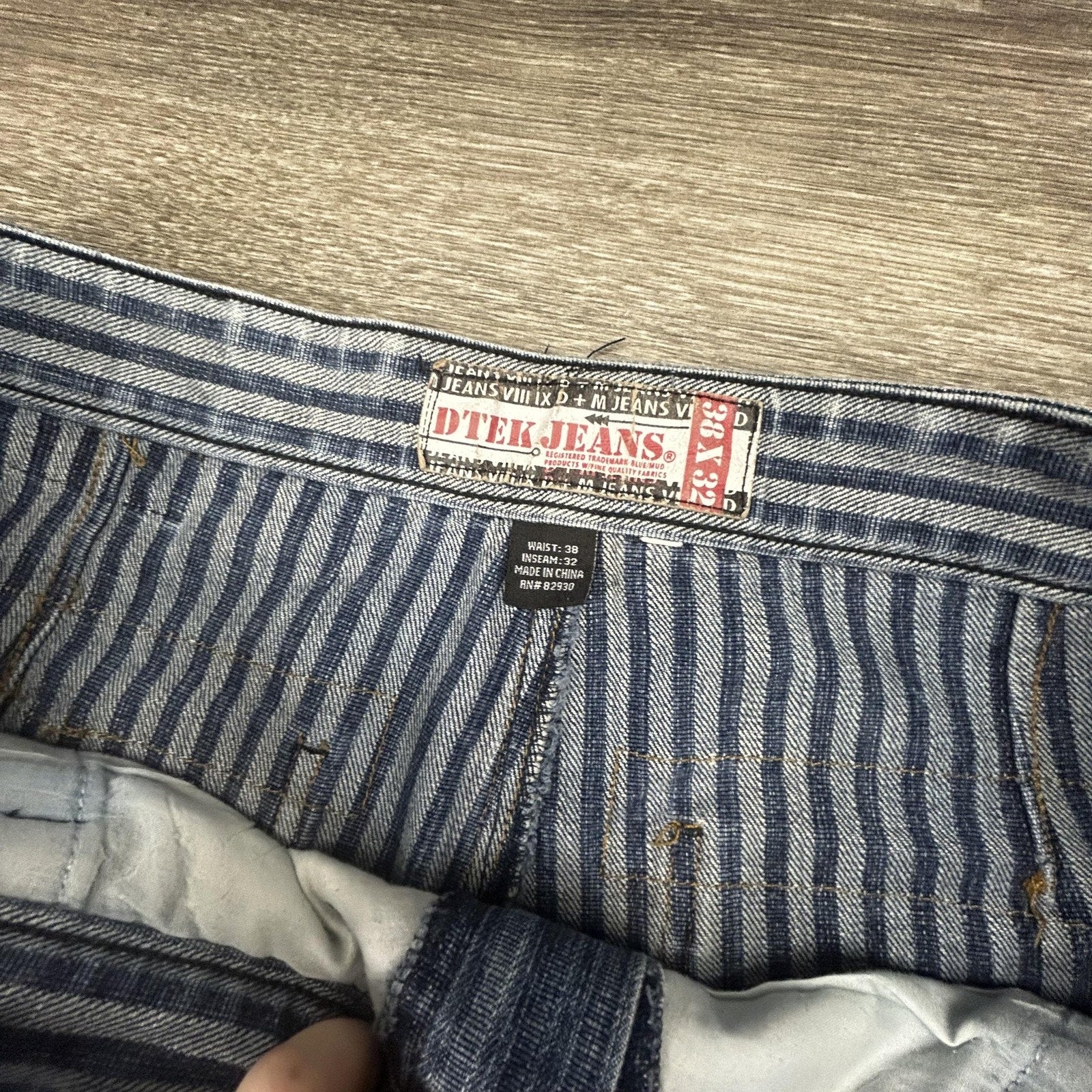 Vintage DTEK Girbaud Jeans Mens 36x32 Blue Baggy Flight Strap Denim Skater Y2K