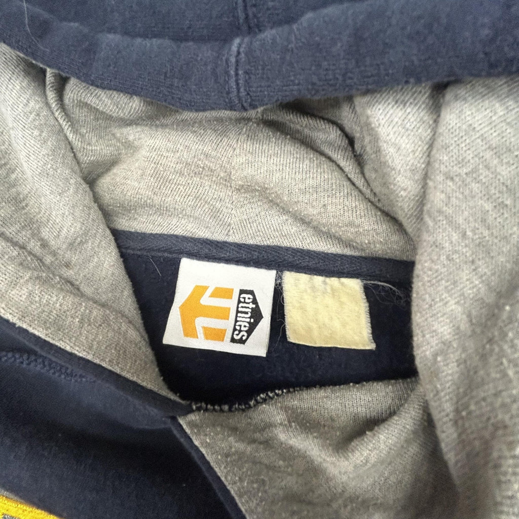 Vintage Etnies Hoodie Mens Large Navy Blue Pullover Skateboard Logo Grunge Y2K