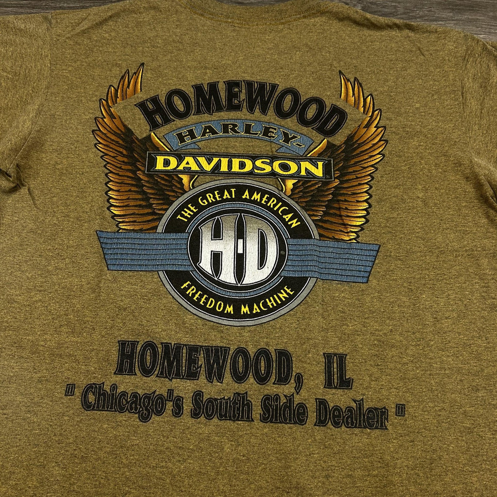Vintage Harley Davidson Shirt Mens Large Gold Single Stitch Eagle Made USA 80s