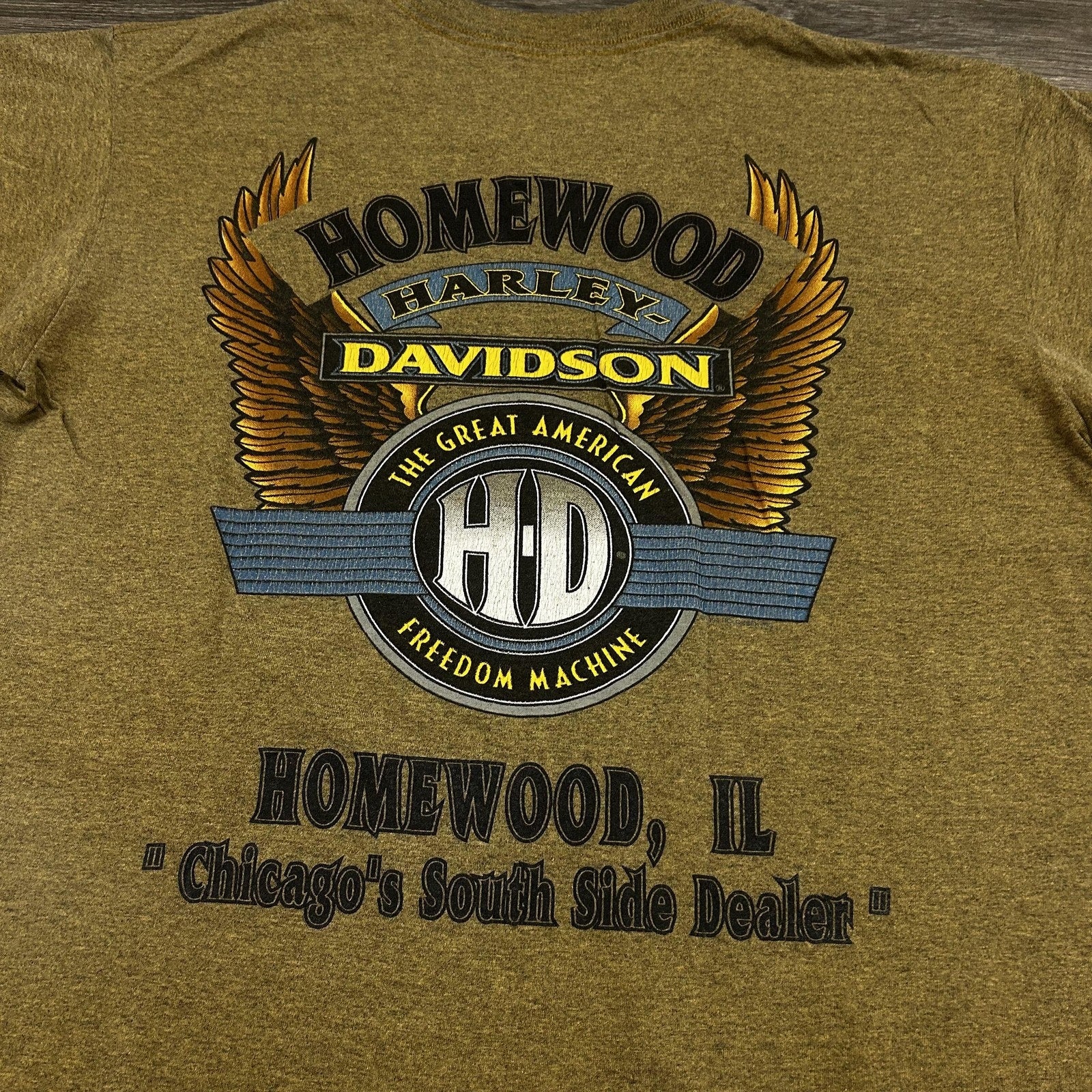 Vintage Harley Davidson Shirt Mens Large Gold Single Stitch Eagle Made USA 80s