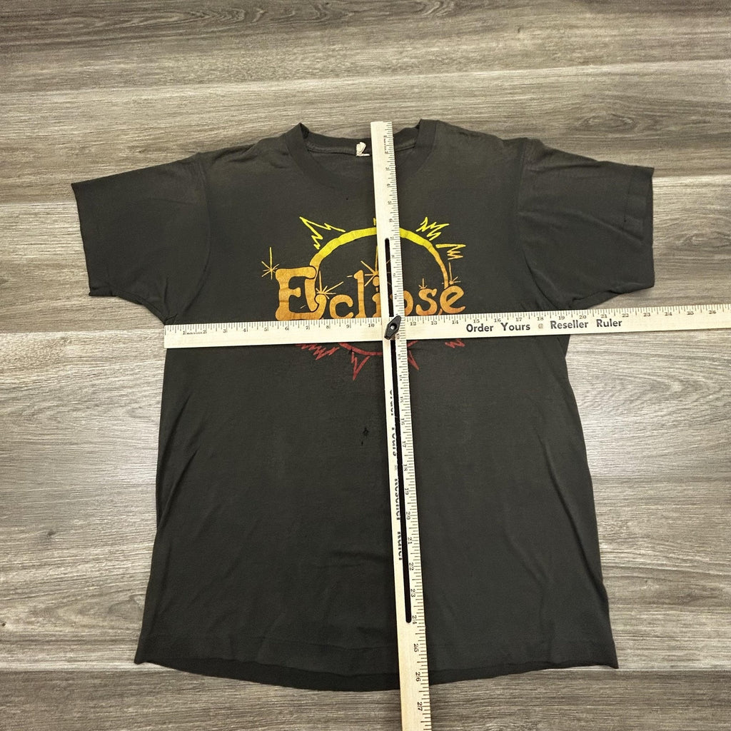 Vintage Eclipse Band Shirt Mens Small Black Solar Eclipse Faded 90s Made USA