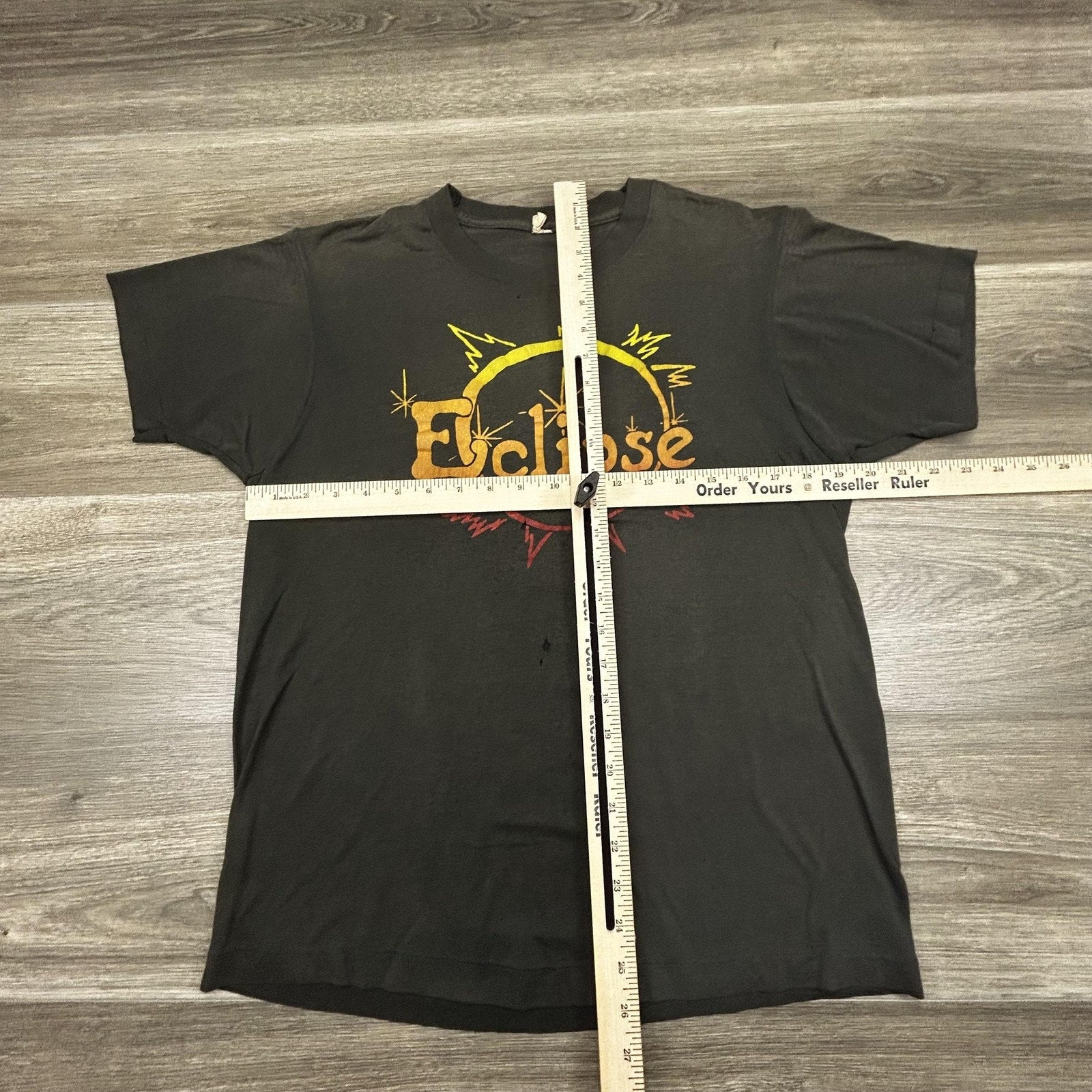 Vintage Eclipse Band Shirt Mens Small Black Solar Eclipse Faded 90s Made USA
