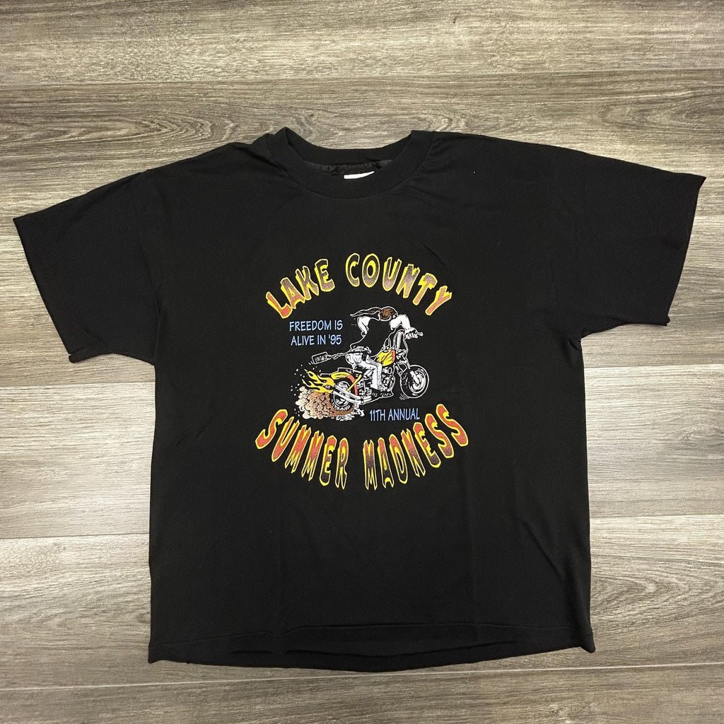 Vintage Motorcycle Shirt Mens Large Black Biker Single Stitch Made in USA 90s