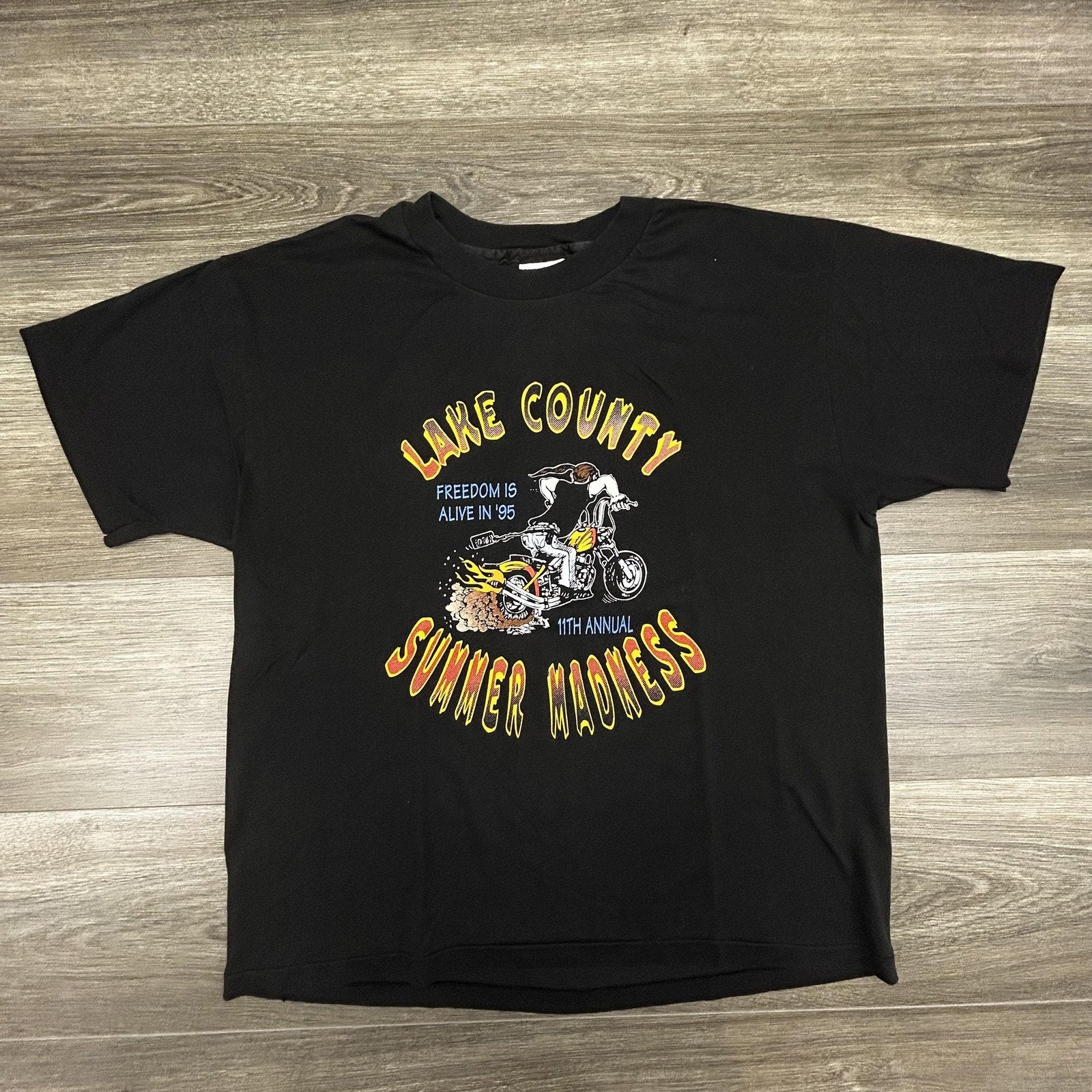 Vintage Motorcycle Shirt Mens Large Black Biker Single Stitch Made in USA 90s