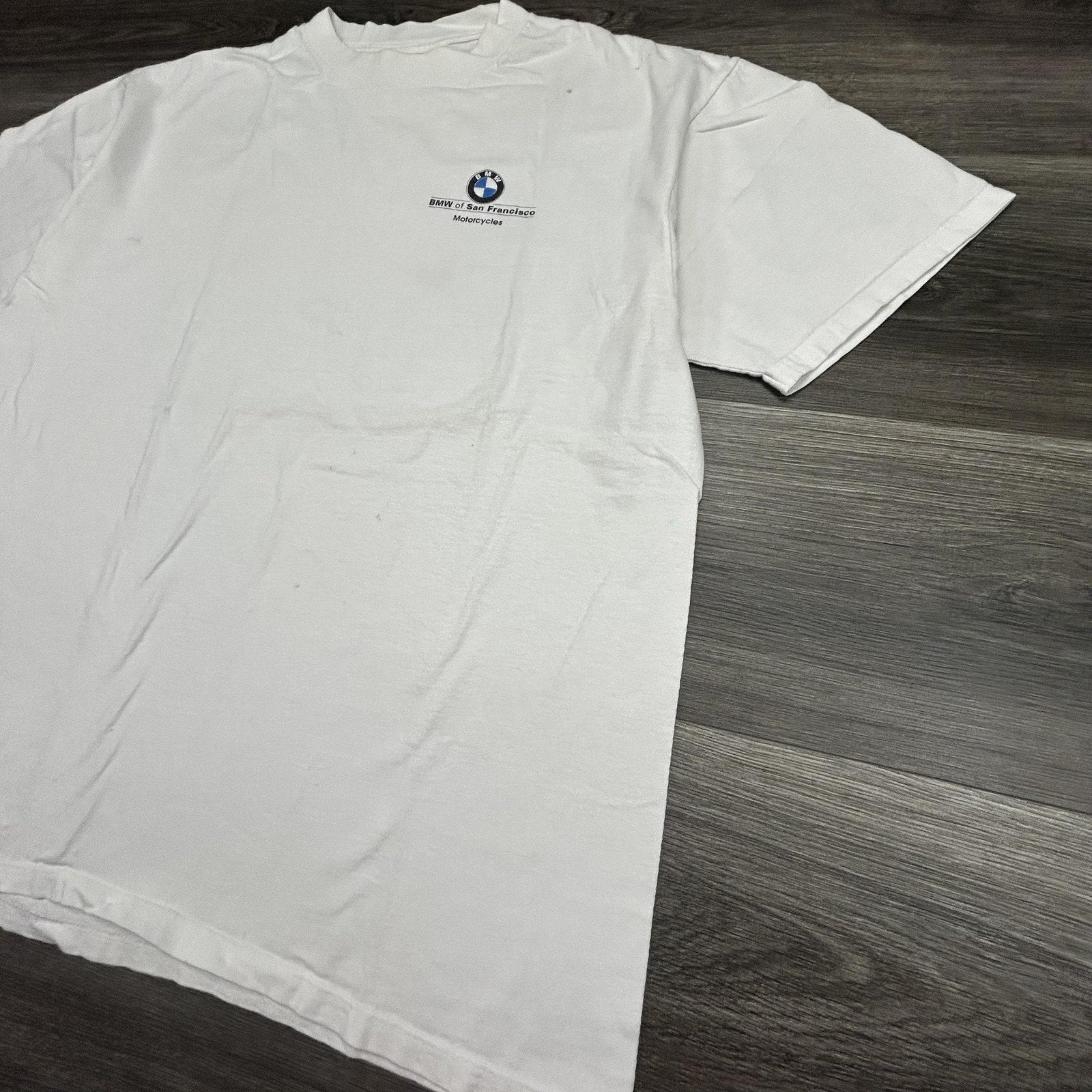 Vintage BMW Motorcycles Shirt Mens XL White San Francisco Dealer Racing 90s