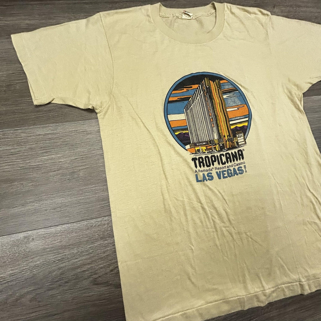 Vintage 80s Tropicana Las Vegas Shirt Mens Large Casino Faded Paper Thin USA