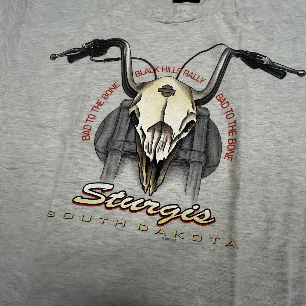 Vintage Harley Davidson Shirt Mens Large Gray Sturgis Eagle Skull 1997 90s USA